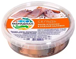 Сельдь МЕРИДИАН филе-кусочки в пряной заливке 280г