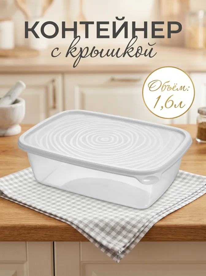 Контейнер Martika 1.6л Романо прямоугольный светло-серый
