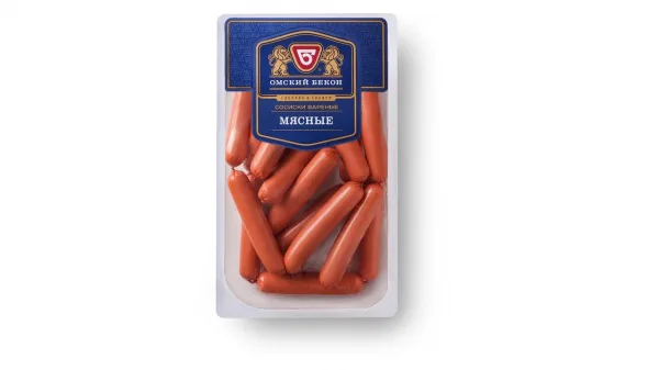 Сосиски Омский Бекон Мясные газ/уп, вес/6,14