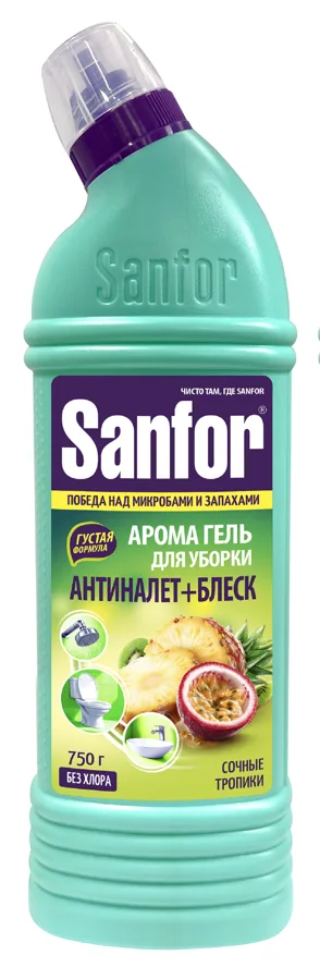 Средство для чистки сантехники Sanfor Арома Сочные тропики, универсальное, 750г