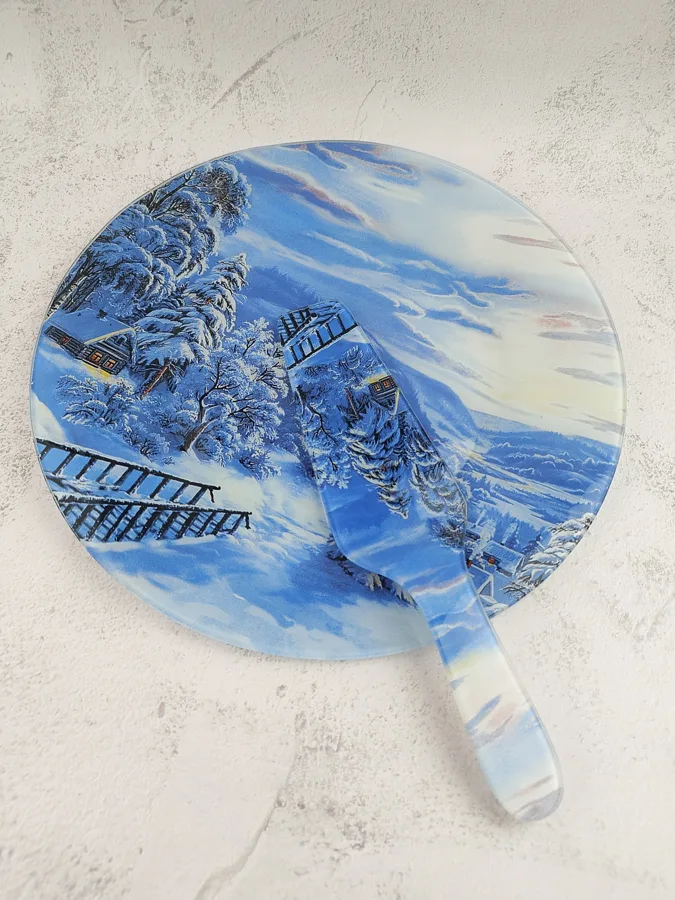 Блюдо для торта Fresco Зимняя сказка, с лопаткой, 30см