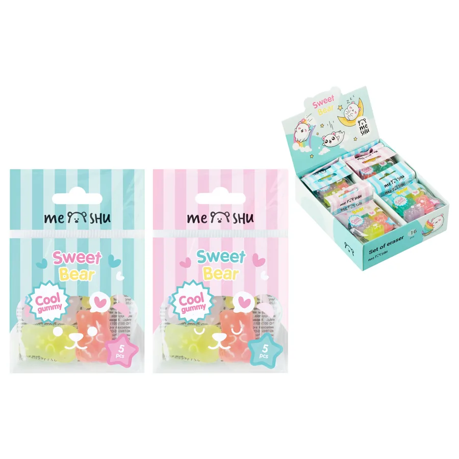 Набор ластиков Meshu Candy Bear, размер: 20х15х9 мм, 5 шт
