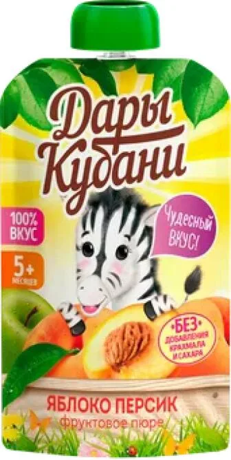 Пюре фруктовое Дары Кубани Яблоко-персик 90г