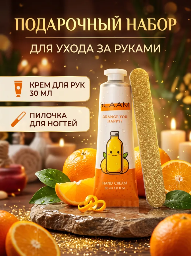 Набор подарочный Гламур Взрывной апельсин: крем для рук 30мл, пилочка для ногтей