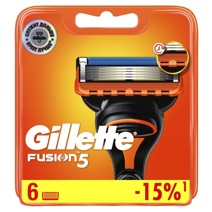 GILLETTE ФЬЮЖН (FUSION) Сменные Кассеты для бритья 6шт