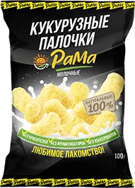 КУКУРУЗНЫЕ ПАЛОЧКИ РАМА, СЛАДКИЕ, С СУХИМ МОЛОКОМ, 100 Г