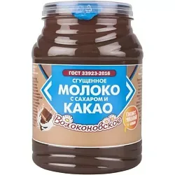 Сгущенное молоко ВОЛОКОНОВСКОЕ с сахаром и какао ГОСТ бзмж пэт 380г