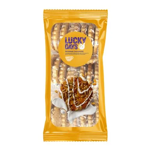 Печенье сахарное с семенами подсолнечника-кунжута и глазурью Lucky Days 445г