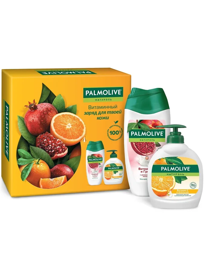Набор подарочный Palmolive Натурэль Витаминный заряд: гель для душа 250 мл, мыло жидкое 300 мл