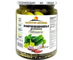 Корнишоны ЗОЛОТАЯ ДОЛИНА с перцем чили с/б 500мл
