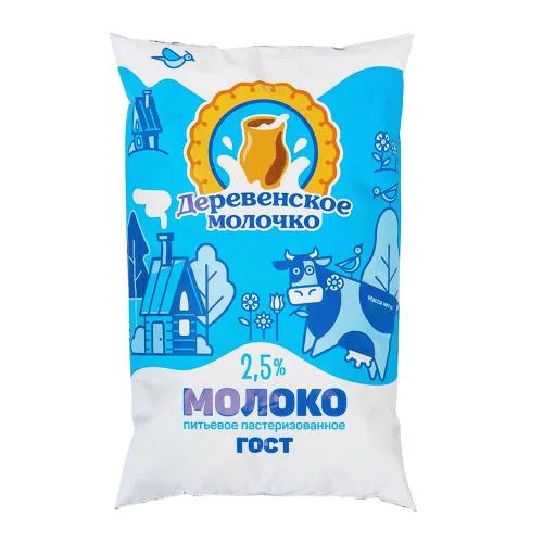 Молоко Деревенское молочко пастеризованное 2.5% 900г