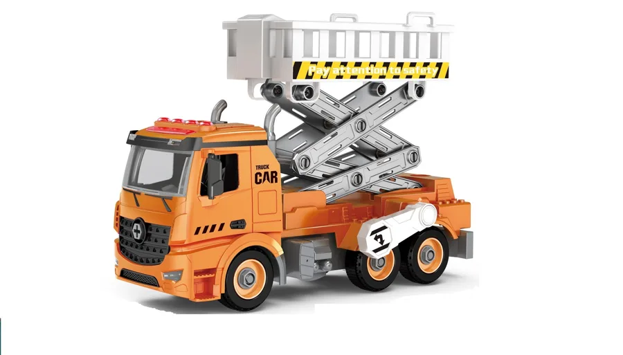 Спецтехника-конструктор подъемник фрикционный свет звук 1:12 28,5см Funky toys FT61166