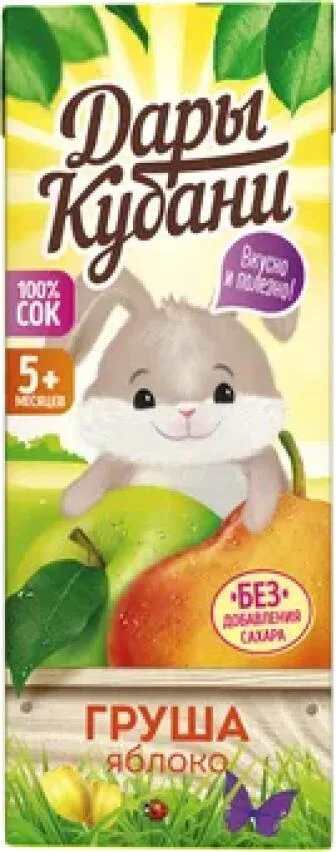 Сок Дары Кубани яблочно-грушевый, 0,2 л