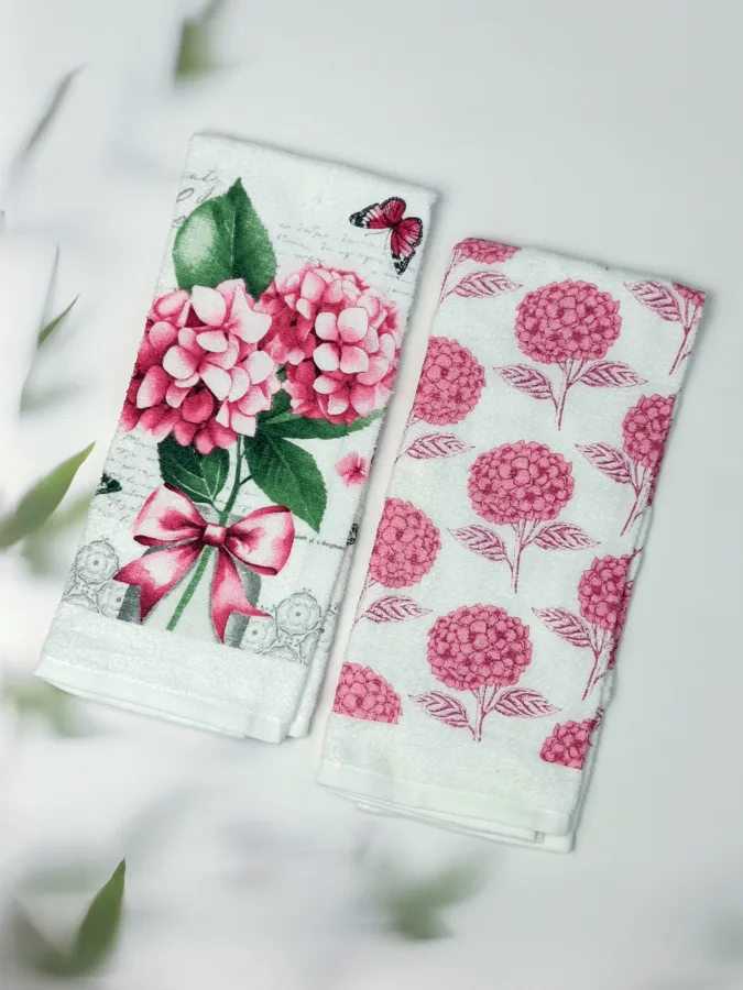 Набор кухонных полотенец Floral Season Гортензия, велюр, 2шт