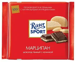 Шоколад РИТТЕР СПОРТ темный с марципаном 100г