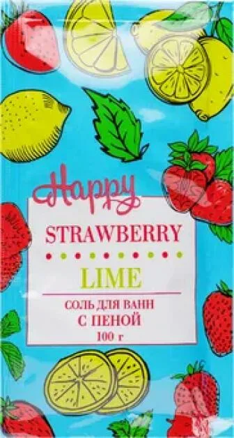 Соль для ванн с пеной Happy Клубника и лайм, 100 г