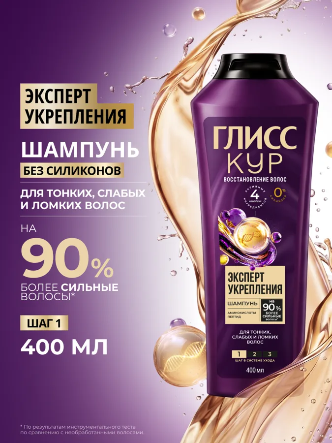 Шампунь для волос Глисс Кур Эксперт укрепления, 400 мл