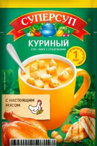 Суперсуп-пюре Суперсытный момент. Куриный с сухариками 17г