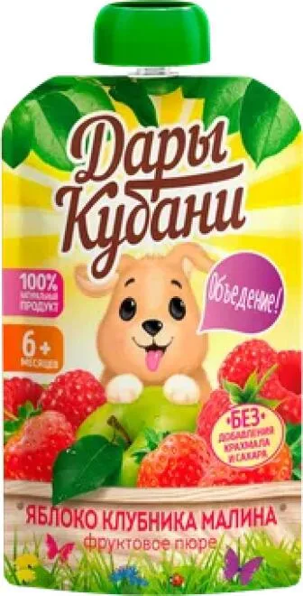 Пюре фруктовое Дары Кубани ЯблокоКлубникаМалина 90г