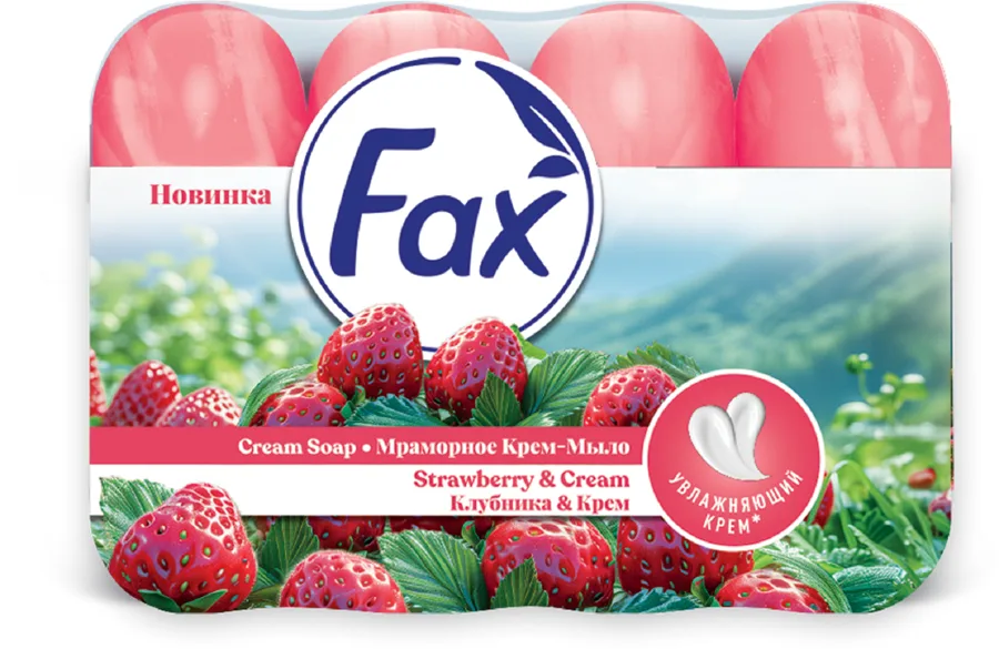 Мыло туалетное Fax Клубника и Крем 4шт по 70г