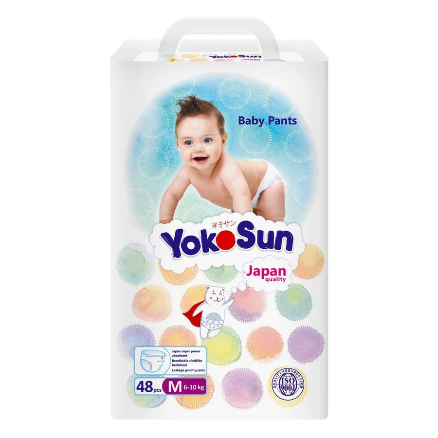 Одноразовые детские подгузники-трусики YokoSun размер М (6-10 кг), 48 шт.