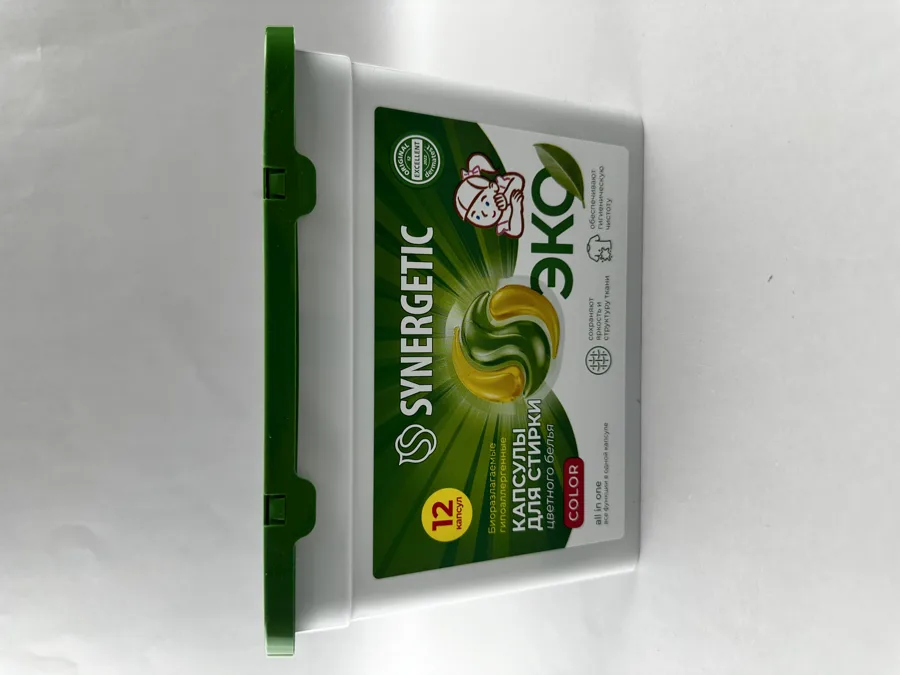 Капсулы для стирки Synergetic Color, гипоаллергенные, для цветного белья, 12шт