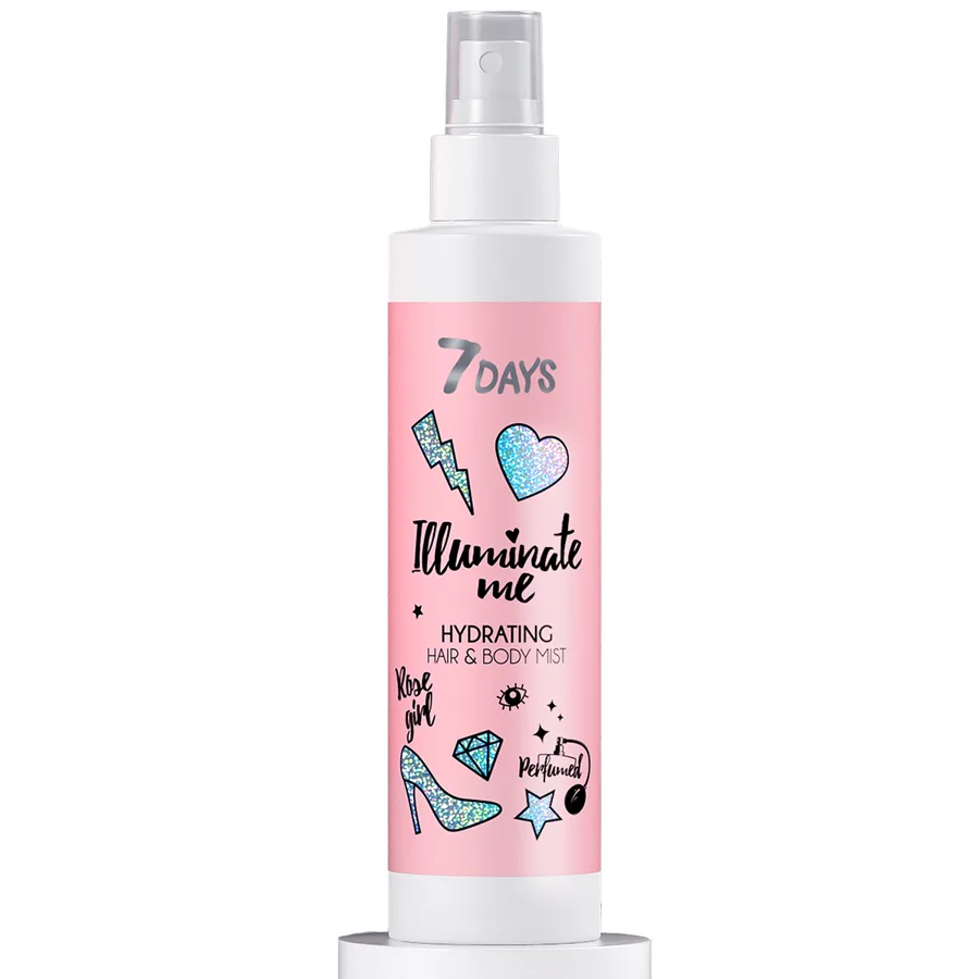 Мист для волос и тела 7Days Illuminate Me Rose Girl, увлажняющий, 180мл
