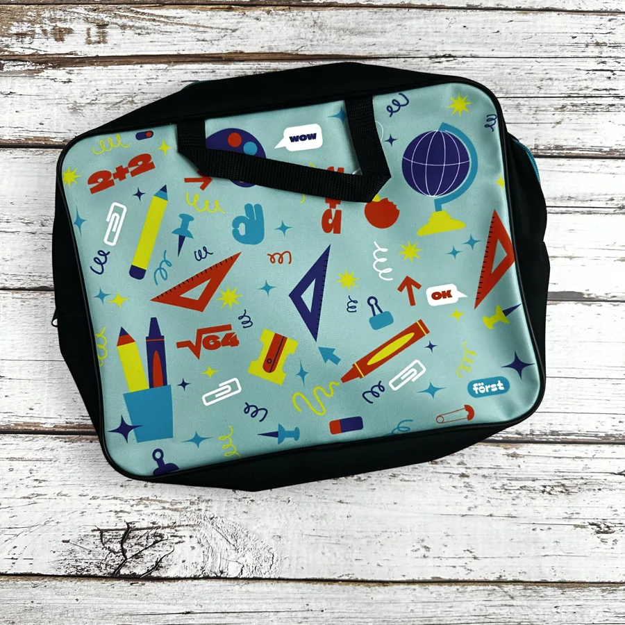 Папка на молнии School collection, с ручками, текстиль, А4+
