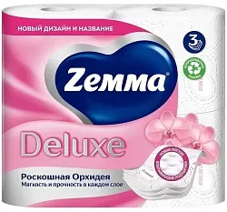 Туалетная бумага ЗЕММА Делюкс Роскошная орхидея 3сл 4рул