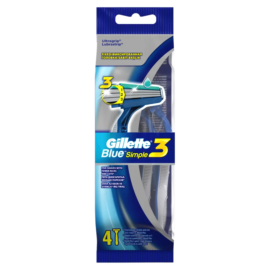 GILLETTE БЛЮ Простой3 (BLUE Simple3) Бритвы одноразовые 4шт