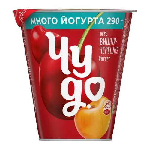 Йогурт вязкий живой Чудо Вишня-Черешня 2.5% 290г