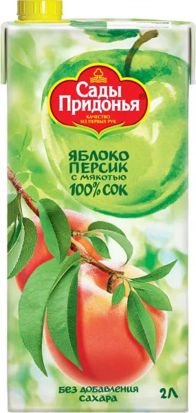 Сок САДЫ ПРИДОНЬЯ 2л Персик-яблоко т/п/6