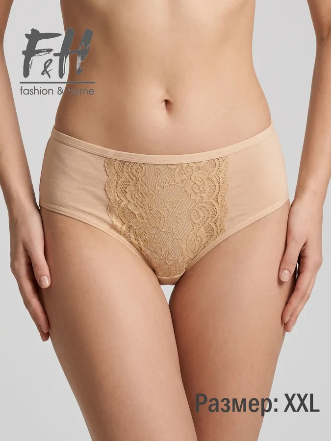 Трусы-слипы женские F&H, однотонные, с кружевами, размер: XXL, в ассортименте