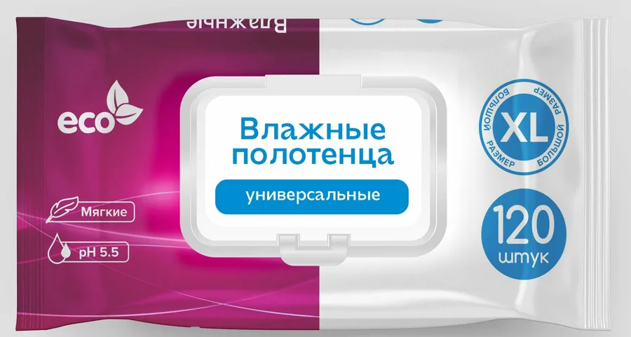ECO Полотенца влажные 120шт клапан
