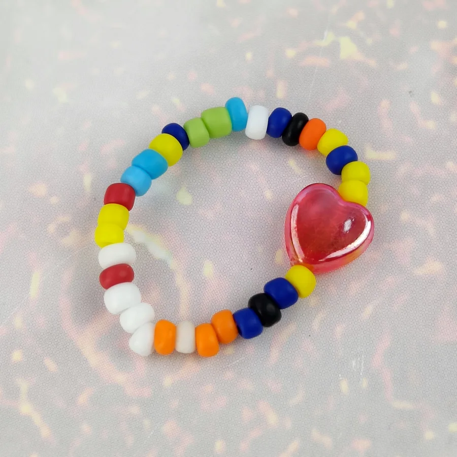 Кольцо детское Beautella Lollipops Сердце, из бисера, в ассортименте