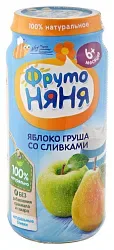 Пюре ФРУТОНЯНЯ Неженка яблоко груша сливки бзмж ст/б 250г