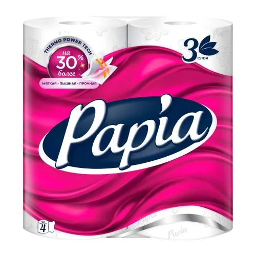 Туалетная бумага Papia 3 слоя 4 рулона