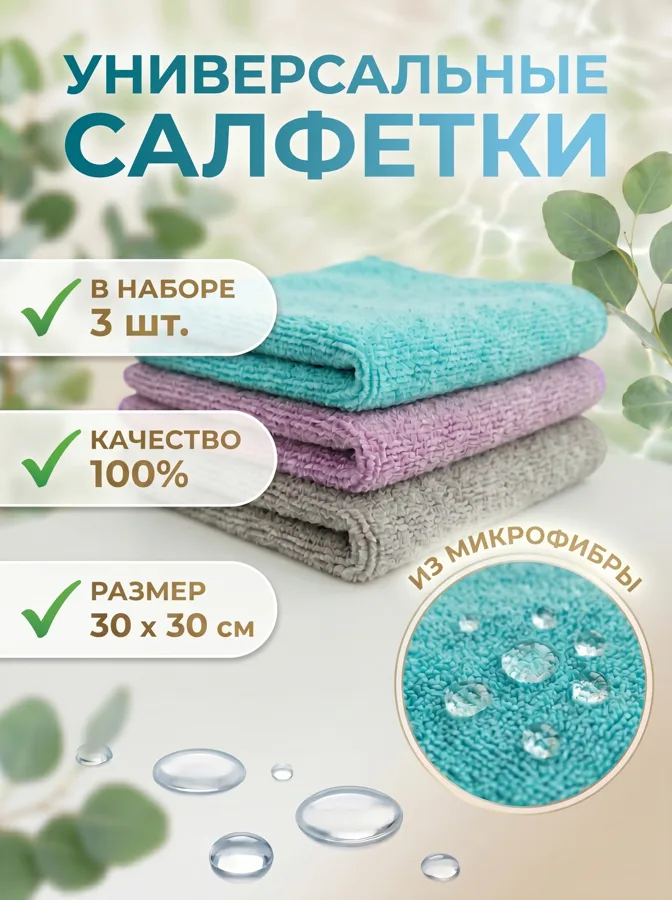 Салфетка микрофибра Freeдом 30*30 3шт