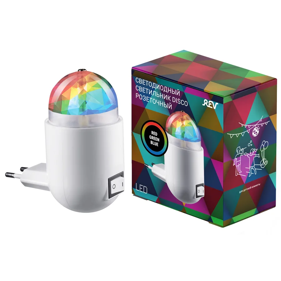 Светильник-проектор LED RЕV Ritter ночник розеточный DISCO RGB 3W