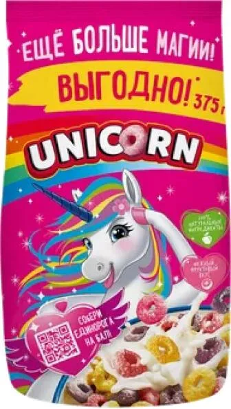Unicorn Радужные колечки 375г с фруктовым вкусом