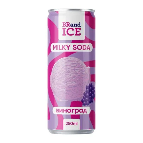 Газированный напиток Milky Soda со вкусом винограда Brandice 250мл