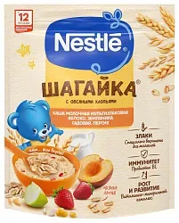 Каша НЕСТЛЕ Шагайка 5 злаков яблоко земляника персик молочная бзмж м/у 190г
