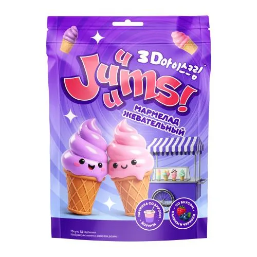 Жевательный мармелад со вкусом малины и черники с йогуртовой начинкой Juuums 70г