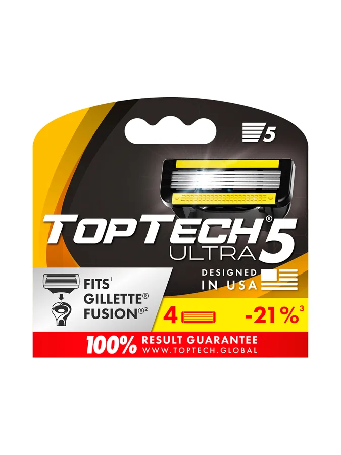 Кассеты сменные для бритвенного станка TopTech Ultra, 5 лезвий, 4шт