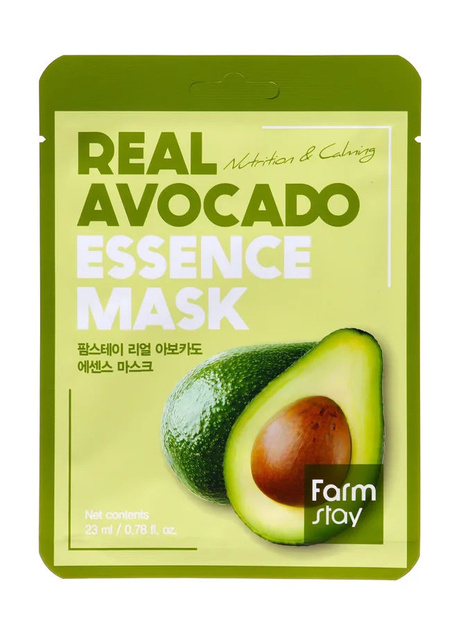 Маска тканевая для лица FarmStay Real Avocado Essence Mask, с экстрактом авокадо, 23мл