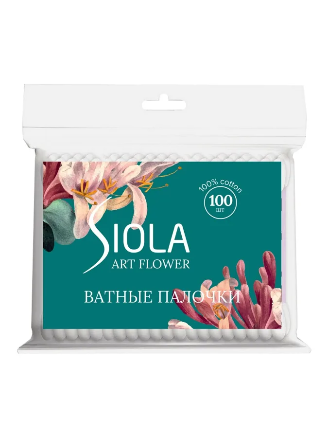 Ватные палочки Siola Art Flower, пакет, 100шт