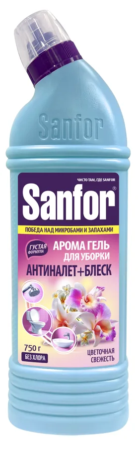 Средство для чистки сантехники Sanfor Арома Цветочная свежесть, универсальное, 750г