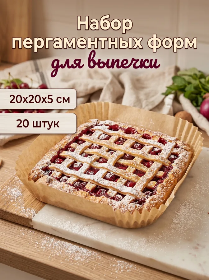 Набор форм для выпечки Fresco, пергамент, 20х20х5см, 20 шт