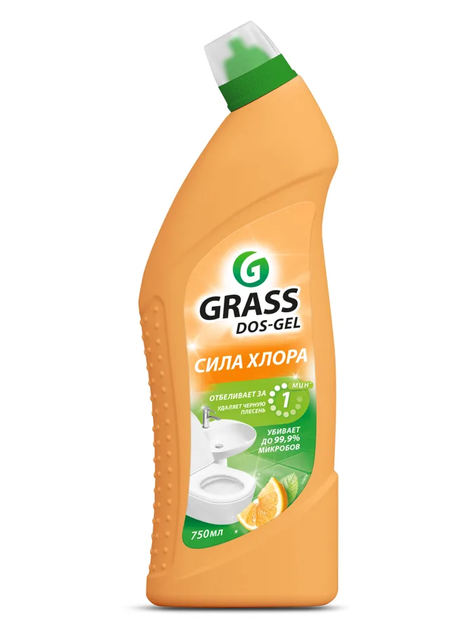 Гель чистящий для дизенфекции и отбеливния Grass Dos Gel Сила хлора, цитрус, 750мл