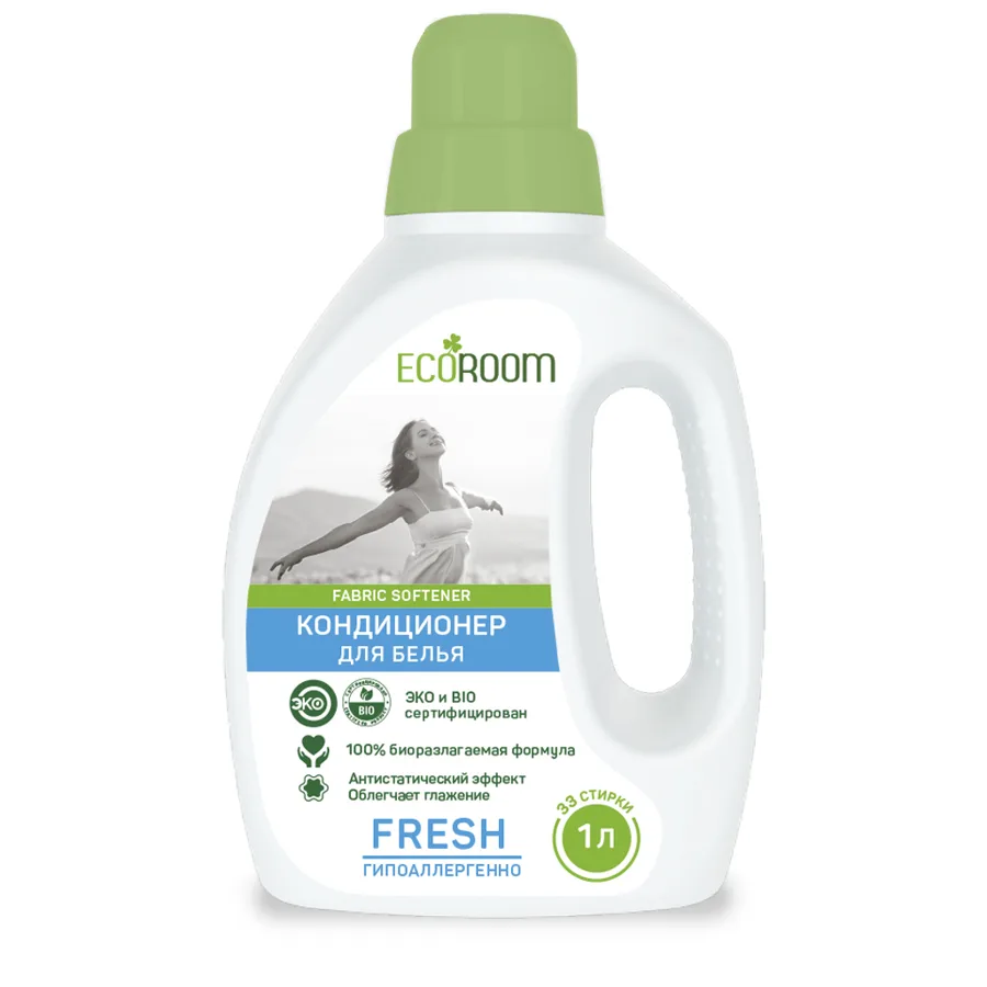 Кондиционер для белья Ecoroom Свежесть (Fresh), биоразлагаемый, гипоаллергенный, 33 стирки, 1л
